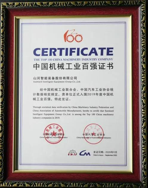 2019年中国机械工业百强发布，开云官方注册-开云(中国)
智能排名52位