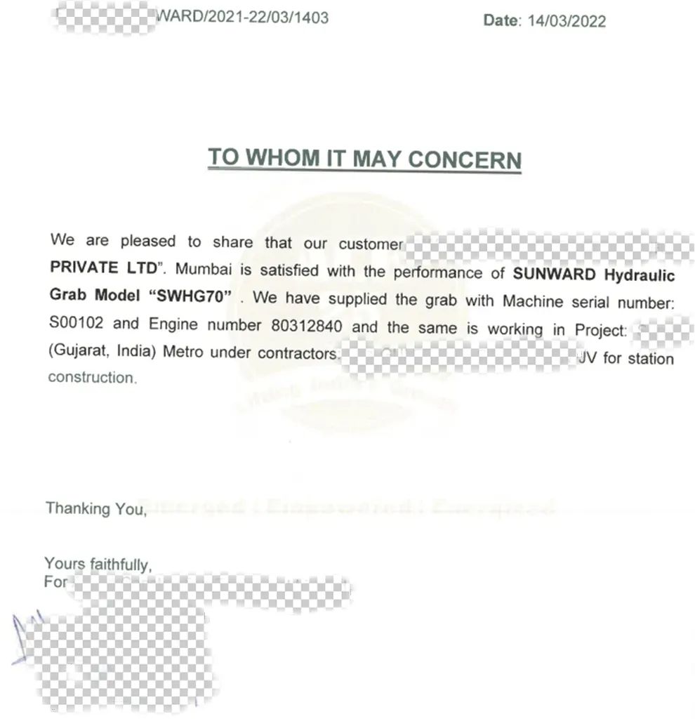 感谢信！开云官方注册-开云(中国)
智能SWHG70液压抓斗助力海外基础施工获肯定